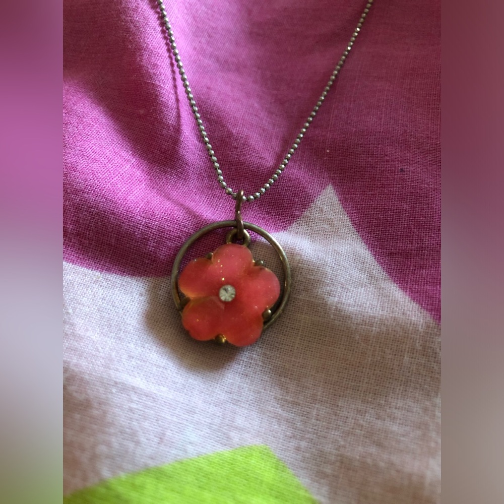 Custom Designed Creations Pink Flower Pendant Necklace